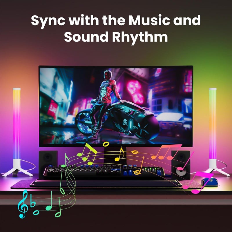 TJOY 360° Smart Light Bars, TV Monitor Backlight with Music Sync, RGB Light Bar with Remote Control, LED Game Desk Lights, Ambient Lighting for PC, Table, Gaming Decoration(White,Plastic Material) - Image 2